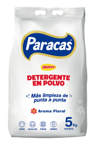 Saco de Detergente Paracas de 5 kilogramos sobre fondo blanco.